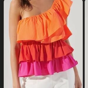 Sugarlips Luciana one shoulder multicolor ruffle top!